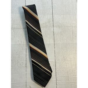 Arc de Triomphe by Sears Textured Tie Black Bronze Cream Gold Stripe